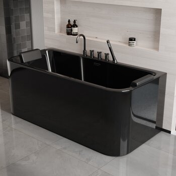 现代黑色浴缸3d模型