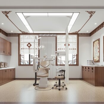 新中式牙科医院3d模型