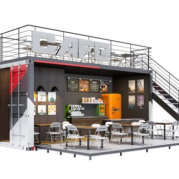 工业风集装箱咖啡厅3d模型