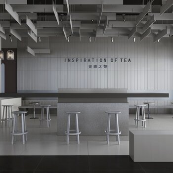 東木筑造设计事务所 喜茶 北欧奶茶店就餐区 网红3d模型