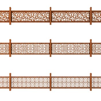 新中式实木镂空栏杆护栏