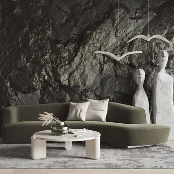 意大利 米洛提 Minotti 现代侘寂沙发茶几组合3d模型