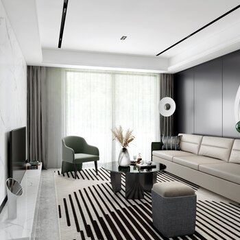 纳沃设计 现代客厅3d模型
