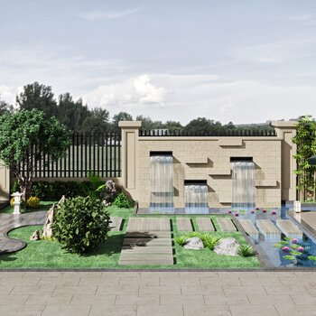 新中式景观庭院 3d模型