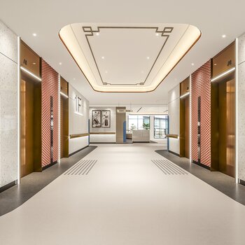 现代医院电梯厅3d模型