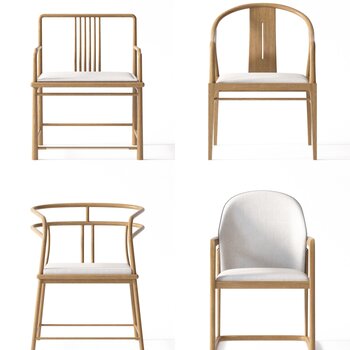 新中式单椅组合3d模型
