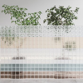 现代玻璃砖组合3d模型