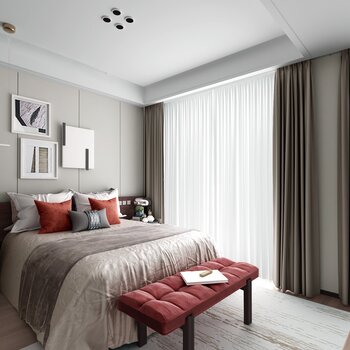 青岛欧斯洛家居装饰设计 现代卧室3d模型