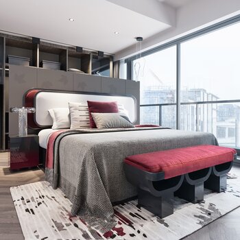 易和设计 新中式卧室3d模型