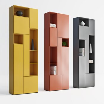 现代书柜组合3d模型