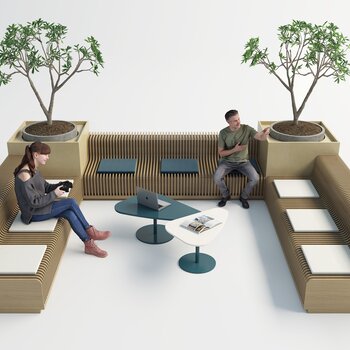 现代室内外休闲长椅3d模型