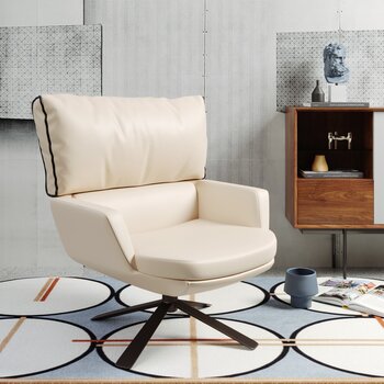 LLYARSS 利亚斯 休闲椅意式极简皮艺可旋转超纤皮单人沙发3d模型