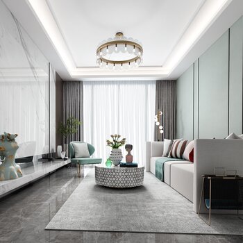 尚石设计 现代客厅3d模型