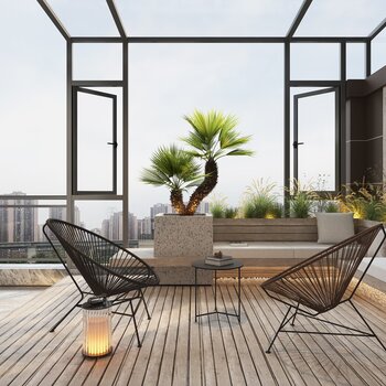 现代休闲阳台露台花园3d模型