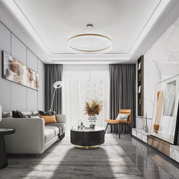 尚石设计 现代客厅3d模型