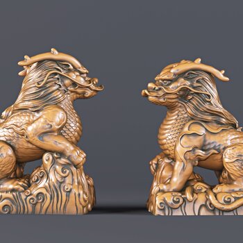 新中式神兽雕塑陈设摆件
