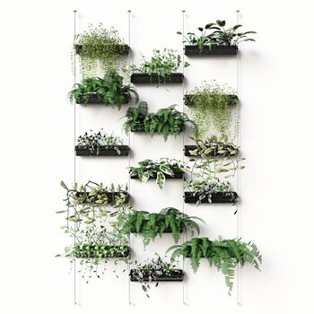 现代植物墙3d模型