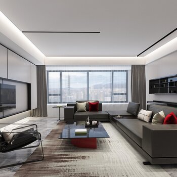 一然设计 现代客厅3d模型