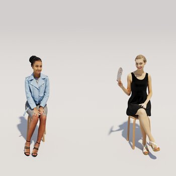 人物女士坐姿3d模型