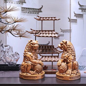 新中式狮子雕塑3d模型