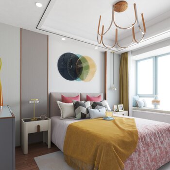 方黄设计 现代轻奢卧室3d模型