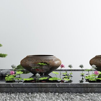 新中式水景小品3d模型