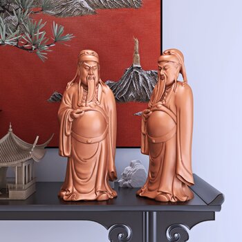 现代中式古代文人雕塑摆件3d模型