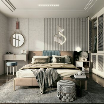 现代卧室组合3d模型