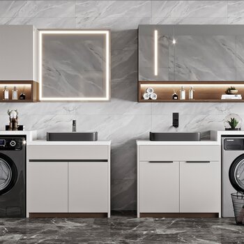 现代浴室柜洗衣机组合3d模型
