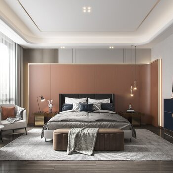 现代轻奢卧室 3d模型