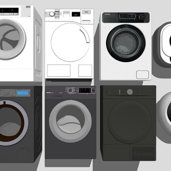 现代台式洗衣机 su模型