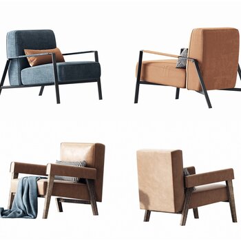 现代单人休闲沙发组合3d模型