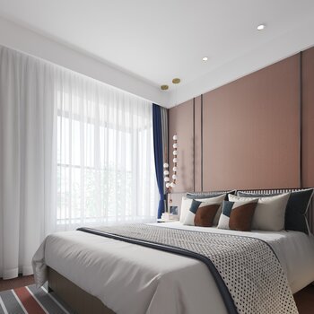 岳蒙设计 现代卧室3d模型