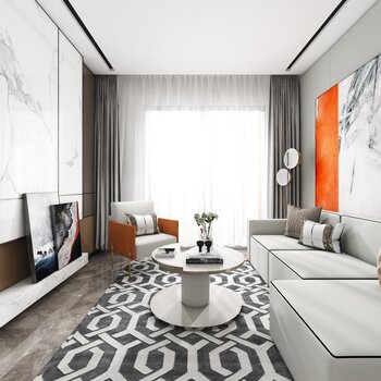 HWCD设计 现代轻奢客厅3d模型