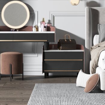 现代梳妆台床双人床组合