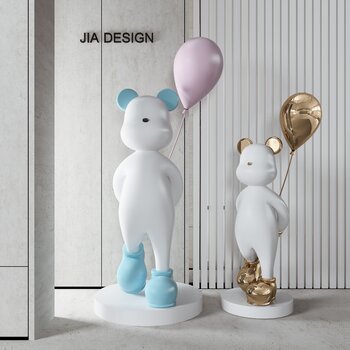 现代小熊气球雕塑3d模型