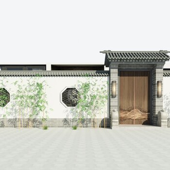 新中式庭院3d模型