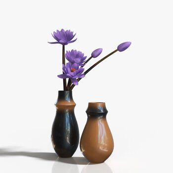 大相莲花 新中式花瓶摆件3d模型