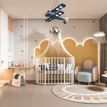 现代儿童房卧室 3d模型