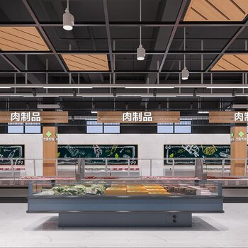 现代超市大厅蔬菜区3d模型