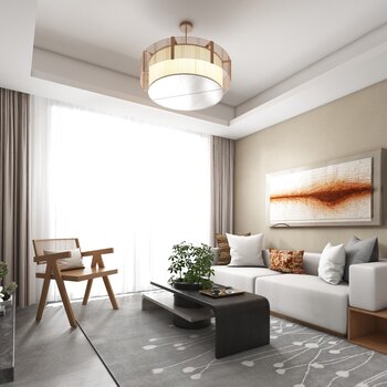 库玛设计 现代轻奢客厅3d模型