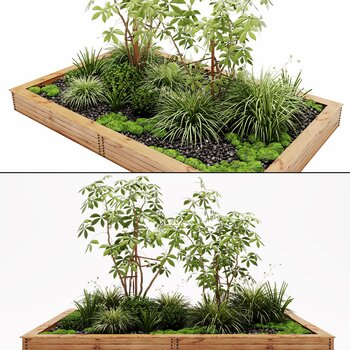 现代植物盆栽景观3d模型