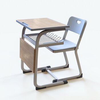 现代课桌椅组合3d模型
