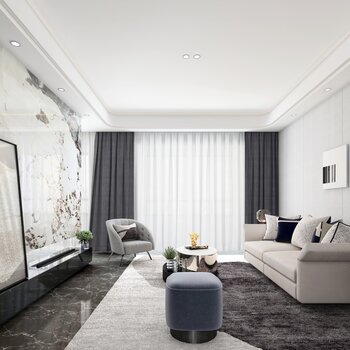 VBD 中置华优设计集团 现代轻奢客厅3d模型