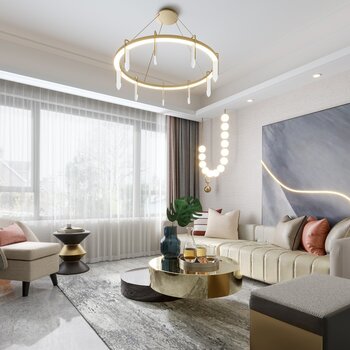 曼图设计 现代轻奢客厅3d模型