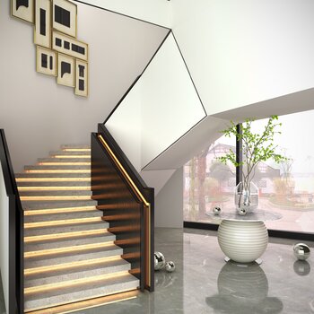 现代楼梯桌几组合 3d模型