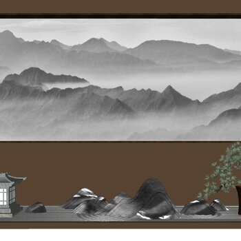 中式景墙  