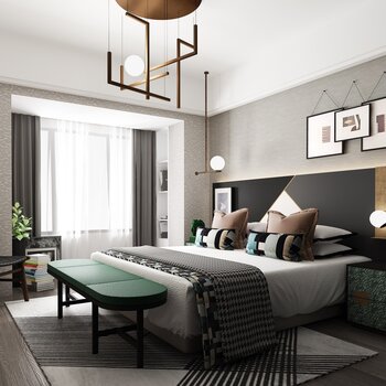 布鲁盟设计 现代卧室3d模型