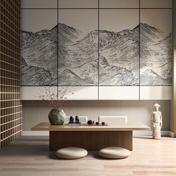 羽果设计 新中式禅意茶室3d模型