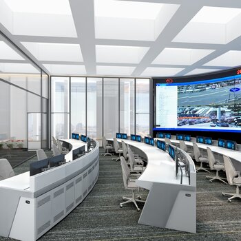 现代监控室3d模型